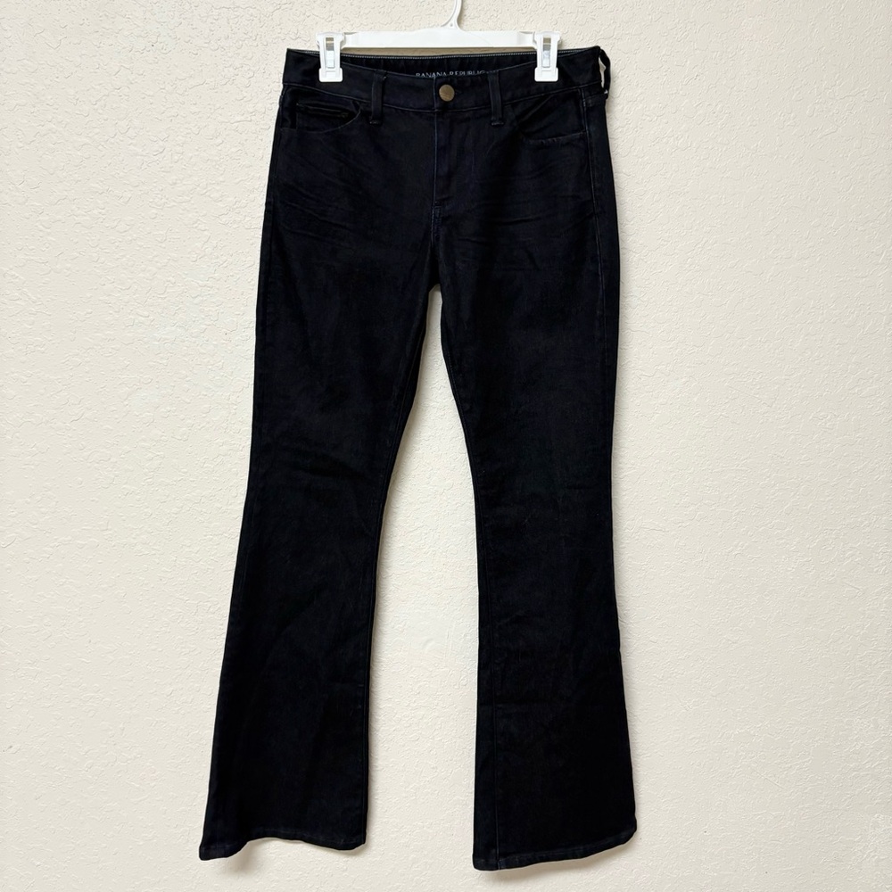 Banana Republic Denim High Rise Flare Jeans Size 27 Dark Wash 34” Inseam